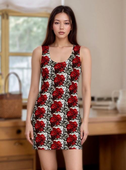 Red Rose Bodycon dress - KDS Ketchure