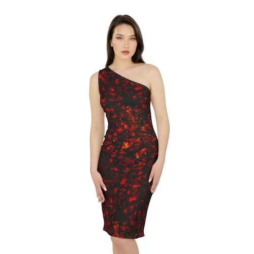 Mosaic Crimson Shoulder Dress - KDS Ketchure