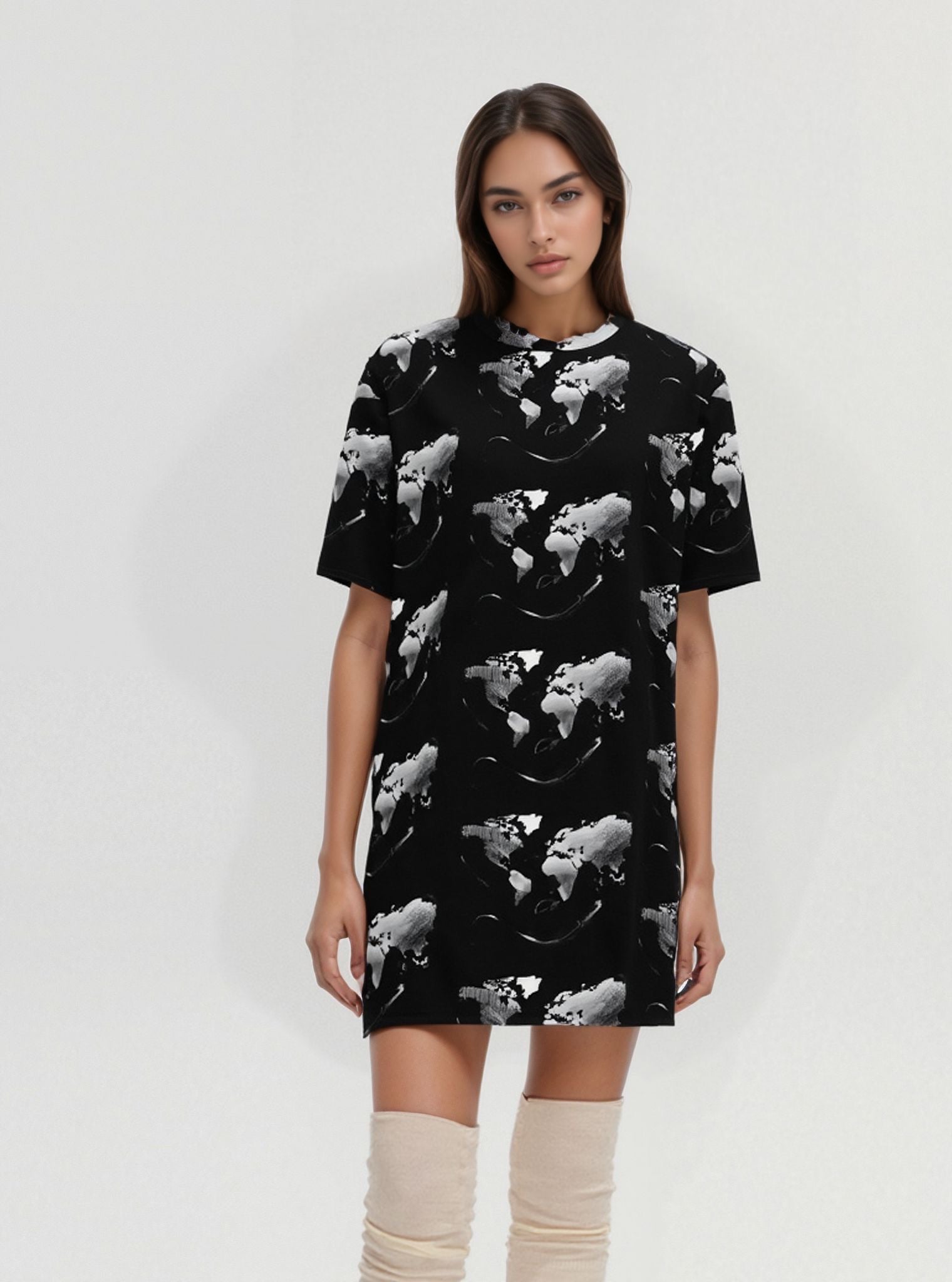 Midnight Silver Eclipse T-shirt Dress