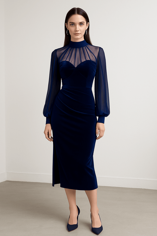 Midnight Velvet Illusion Gown - Elegant and Alluring Design Midnight Velvet Illusion Gown - Elegant and Alluring Design