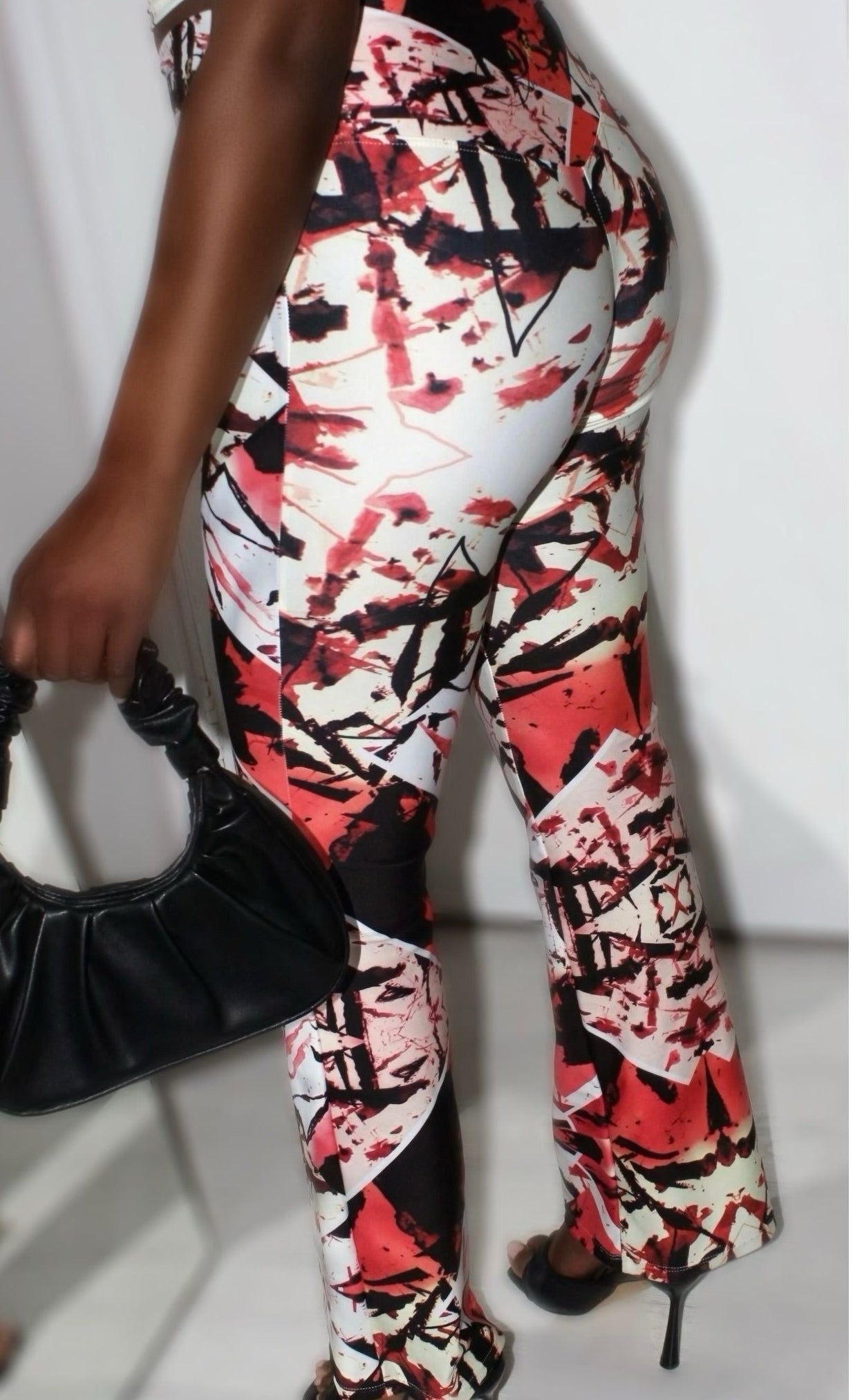 Red GeoLux Flare leggings
