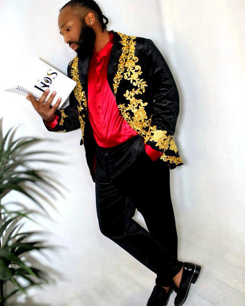 Black Golden Velvet Trousers - KDS Ketchure