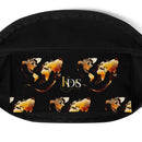The Midnight Flame Fanny Pack interior featuring a vibrant world map print with KDS logo.
