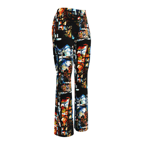 Vibrant Divine Paradise Inferno Flare Leggings showcasing stunning print and high-waisted design, perfect for stylish comfort.