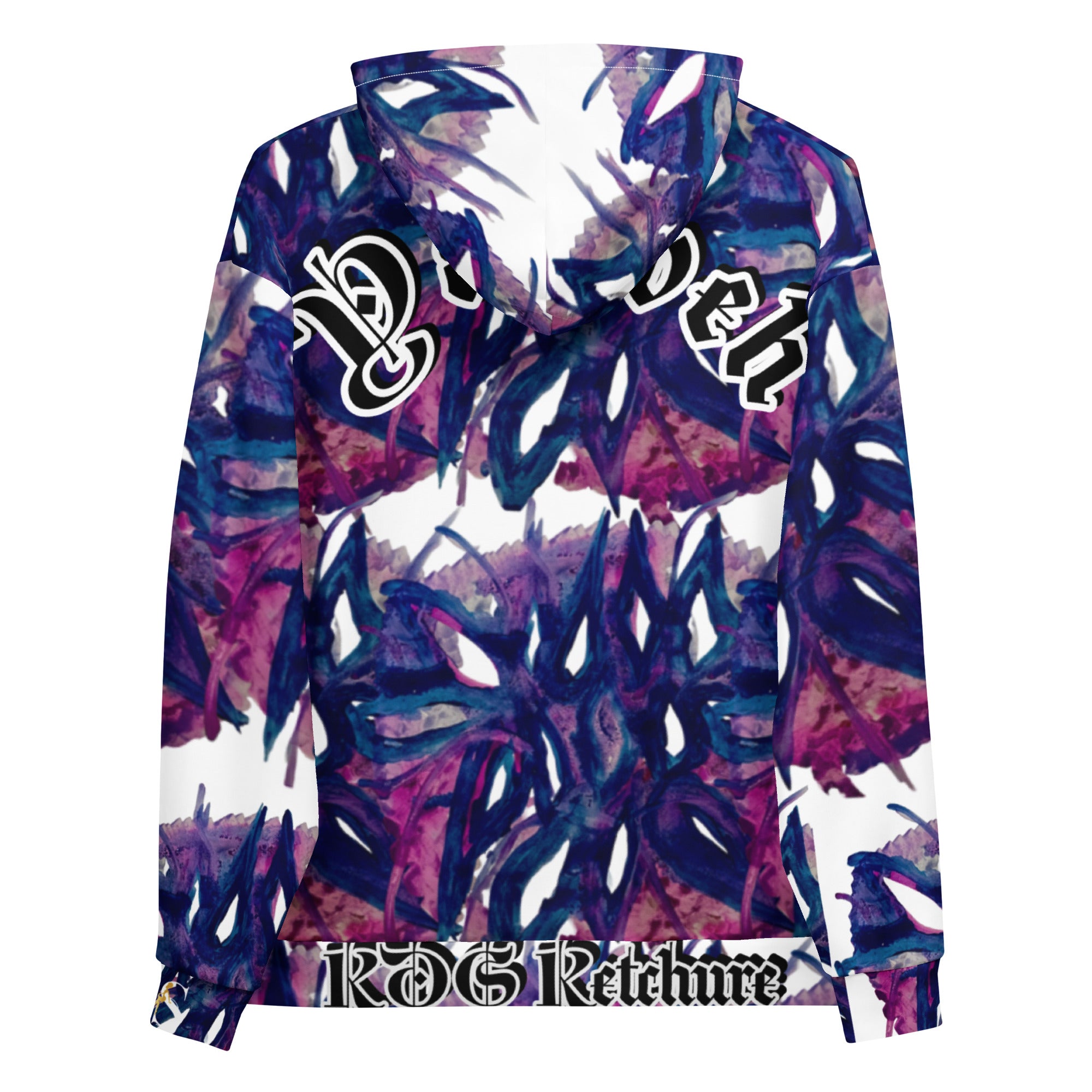 Yahweh Abstract Print Hoodie showcasing urban elegance with vibrant colors and a stylish design, perfect for comfort and warmth.