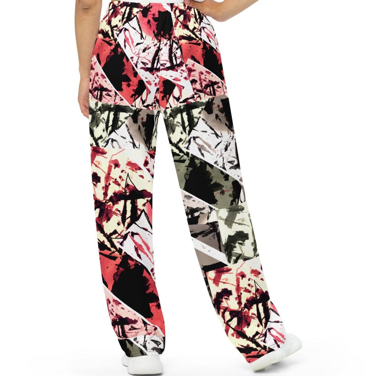 Red GeoLux  unisex wide-leg pants