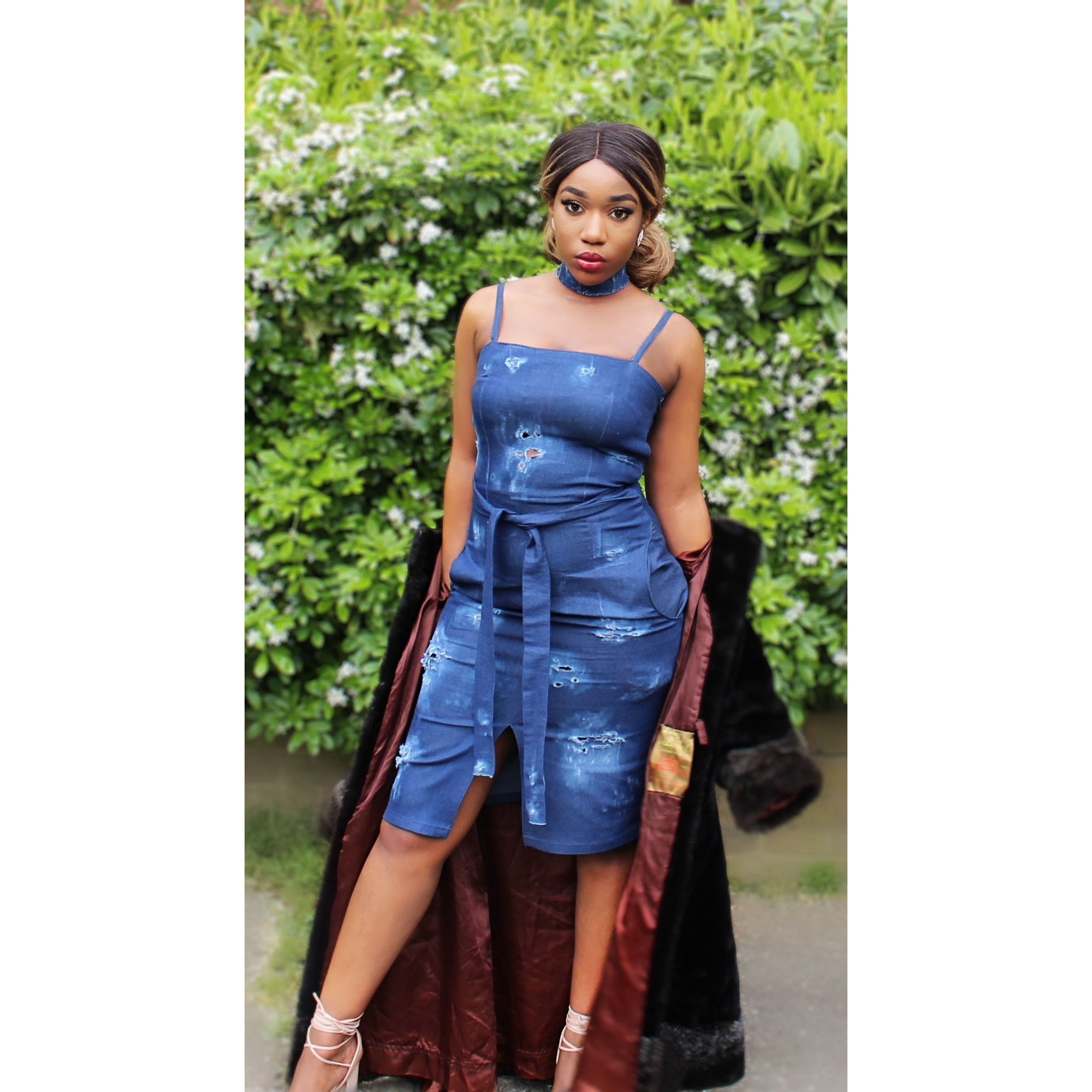 Blu Zand Distressed Denim Dress – Bold, Chic, and Effortlessly Stylish