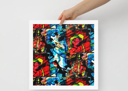 Framed photo paper poster 'Divine Fire' featuring intense colors illustrating the contrast between pain and hope.