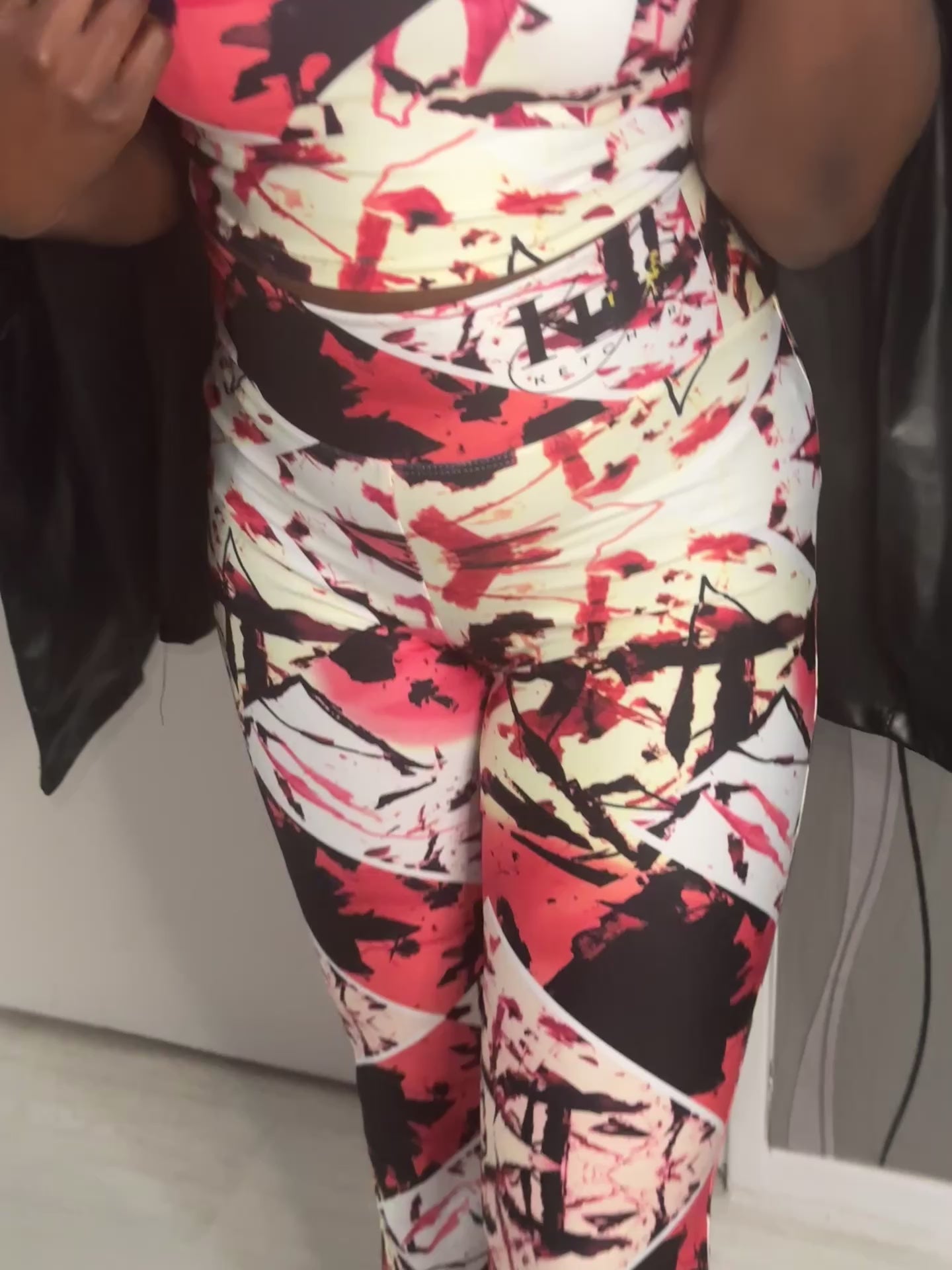 Red GeoLux Flare leggings