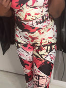 Red GeoLux Flare leggings