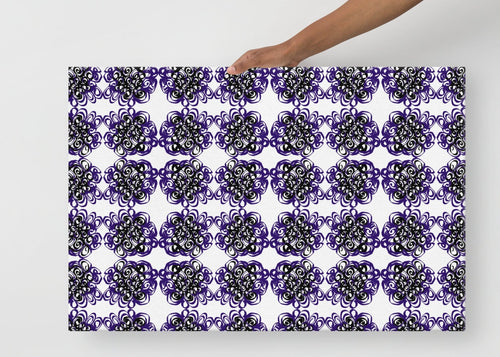 Whirl of Emotions thin canvas artwork with swirling black and purple patterns, symbolizing dance of feelings.